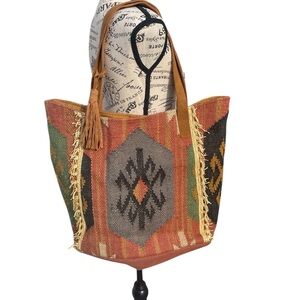 A&P‎ Denim Southwestern Tote Bag, EUC